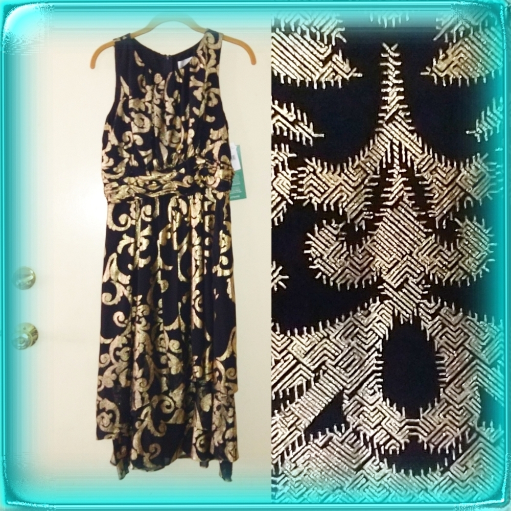 J. Taylor Special Occasion dress gold on black 6